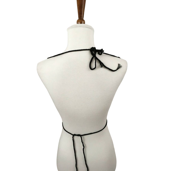 Express Womens Top Halter Crotched Wrap Around Crop Tank - Black - Size XS - Picture 6 of 8